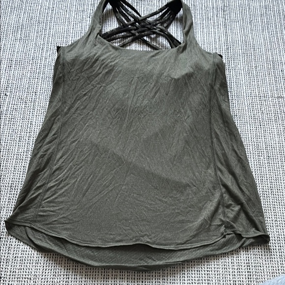 lululemon athletica Tops - lululemon athletica Khaki Tank Top with Crisscross Back
